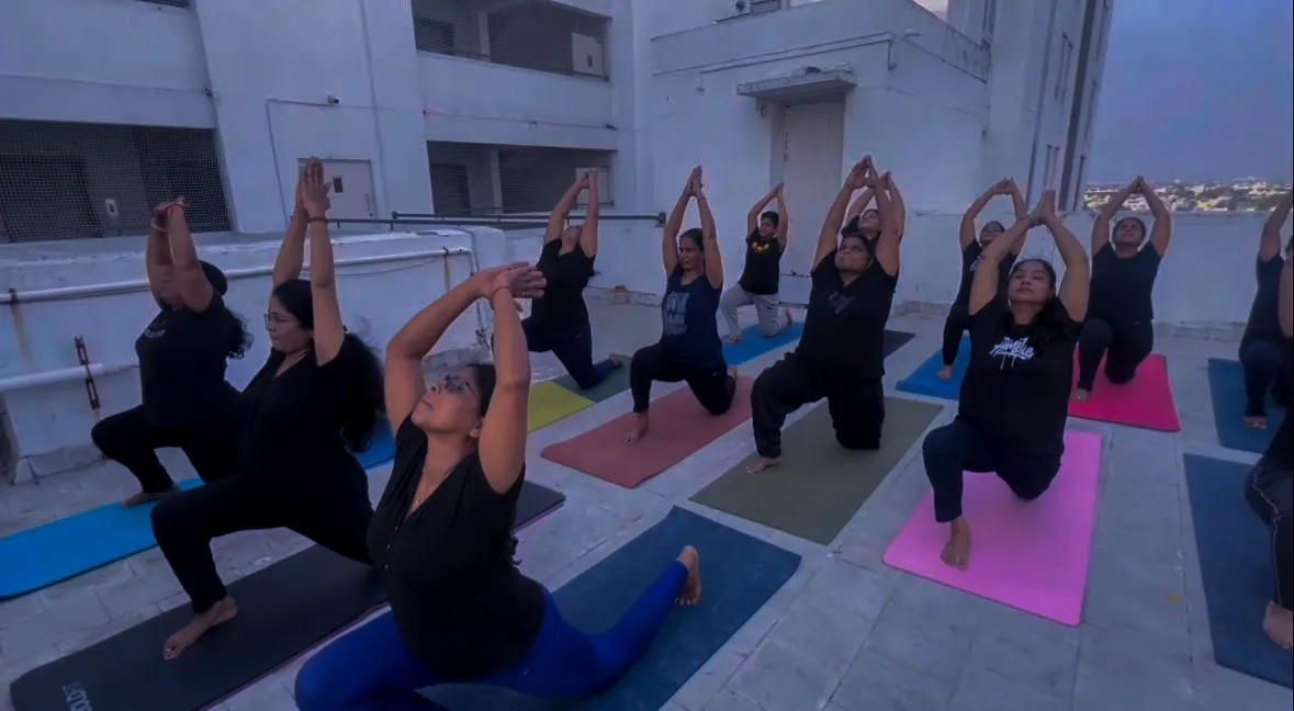 Online yoga session for women